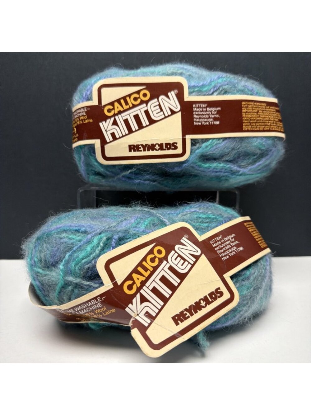 Reynolds Calico Kitten Yarn 2 Skeins Balls Acrylic Wool 50g 160yd Ea Multicolor